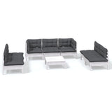8 Piece Garden Lounge Set with Cushions Solid Pinewood - Front View
