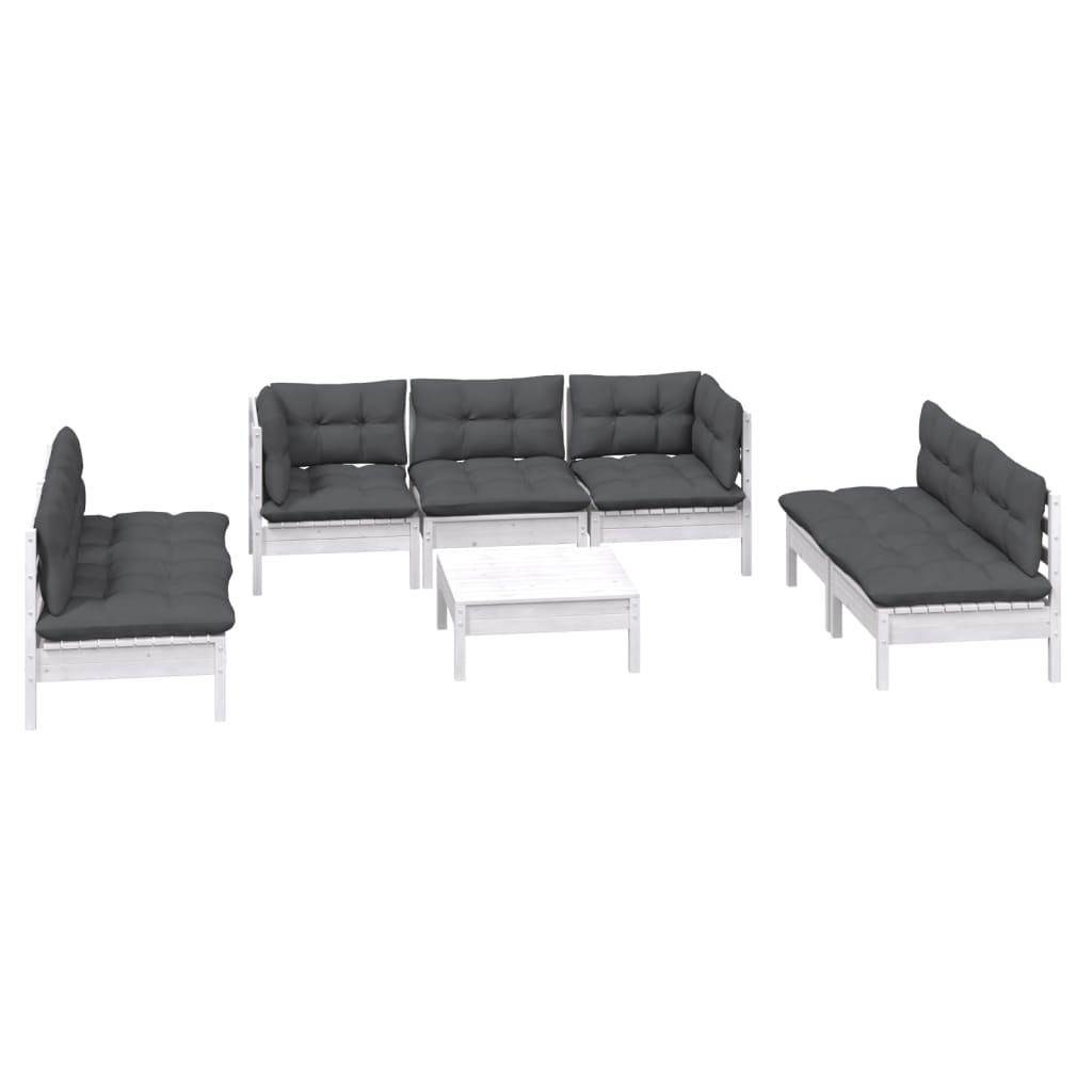 8 Piece Garden Lounge Set with Cushions Solid Pinewood
