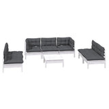 8 Piece Garden Lounge Set with Cushions Solid Pinewood - Side View