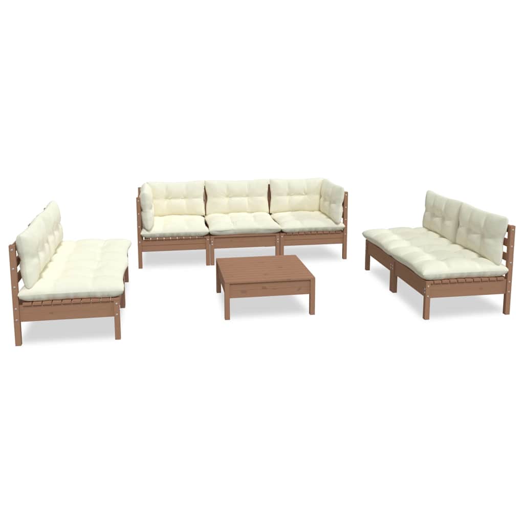 8 Piece Garden Lounge Set with Cushions Solid Pinewood