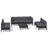 8 Piece Garden Lounge Set with Cushions Solid Pinewood - Front View