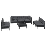 8 Piece Garden Lounge Set with Cushions Solid Pinewood - Side View