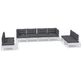 8 Piece Garden Lounge Set with Cushions Solid Pinewood - Front View