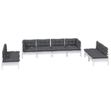 8 Piece Garden Lounge Set with Cushions Solid Pinewood - Side View