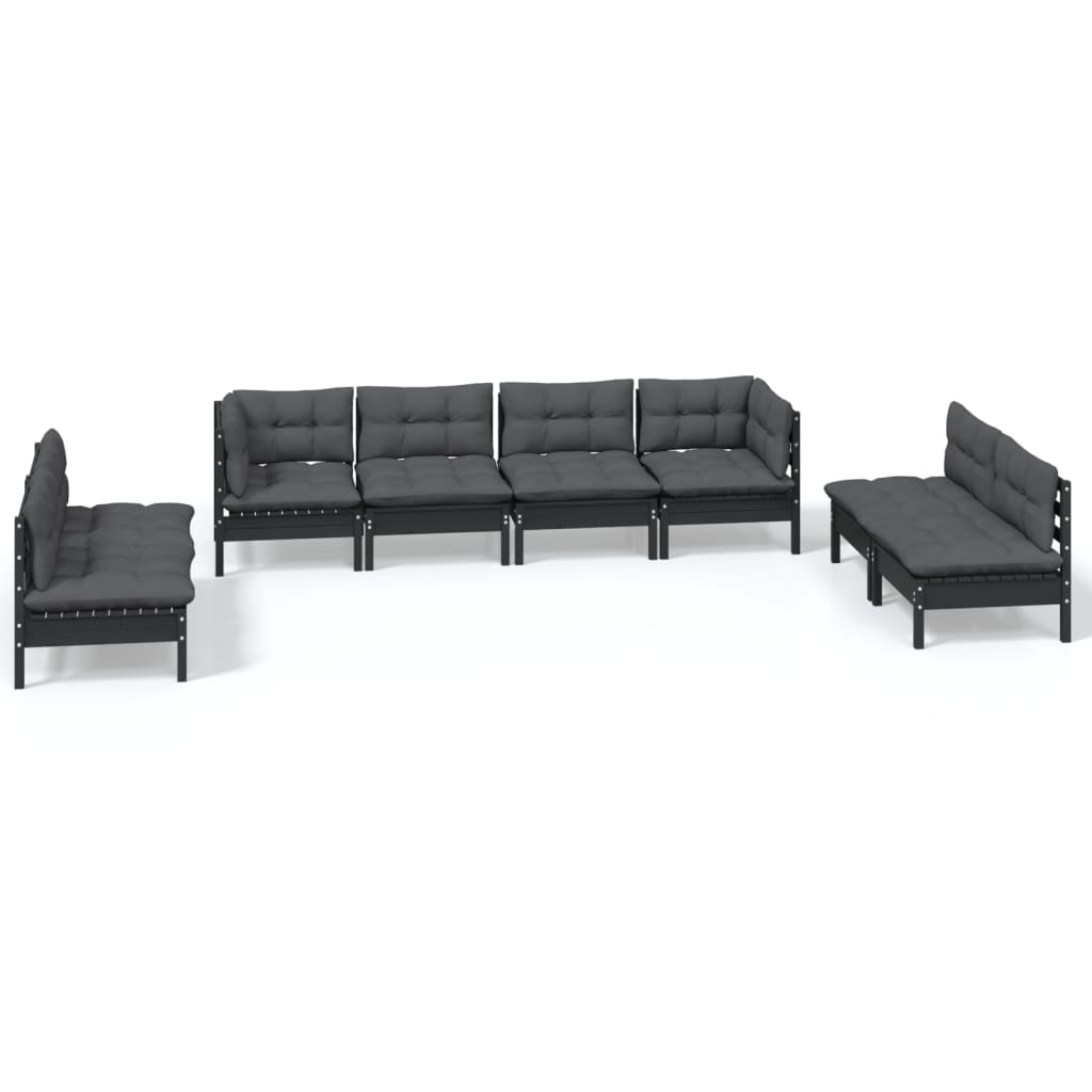 8 Piece Garden Lounge Set with Cushions Solid Pinewood
