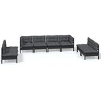 8 Piece Garden Lounge Set with Cushions Solid Pinewood