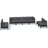8 Piece Garden Lounge Set with Cushions Solid Pinewood - Front View