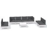 9 Piece Garden Lounge Set with Cushions Solid Pinewood - Front View
