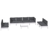 9 Piece Garden Lounge Set with Cushions Solid Pinewood - Side View