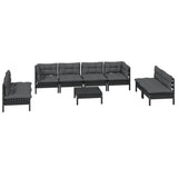 9 Piece Garden Lounge Set with Cushions Solid Pinewood - Side View