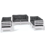 6 Piece Garden Lounge Set with Cushions Solid Pinewood - Front View