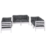 6 Piece Garden Lounge Set with Cushions Solid Pinewood - Side View