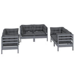 6 Piece Garden Lounge Set with Cushions Solid Pinewood