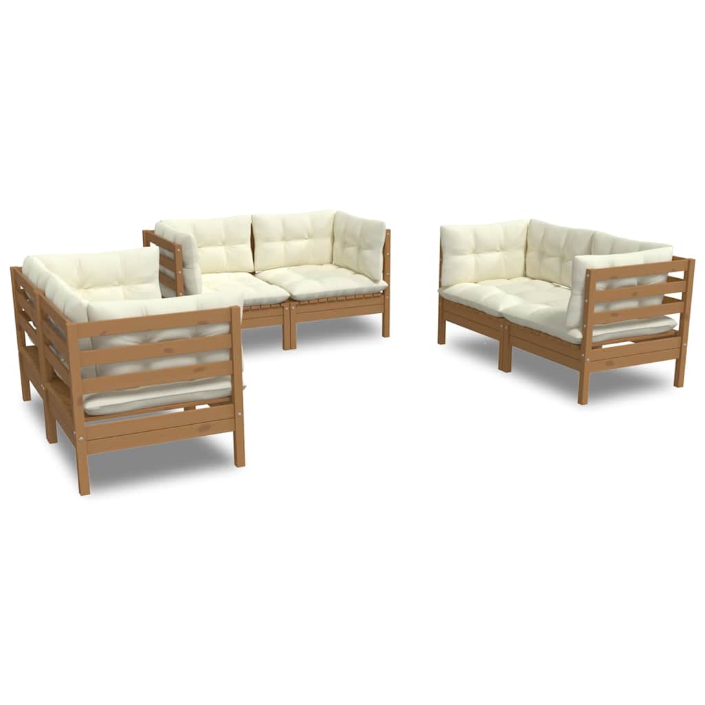 6 Piece Garden Lounge Set with Cushions Solid Pinewood