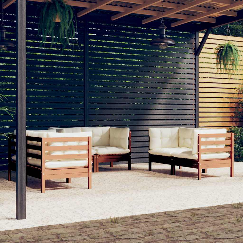 6 Piece Garden Lounge Set with Cushions Solid Pinewood