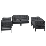 6 Piece Garden Lounge Set with Cushions Solid Pinewood - Side View