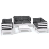 7 Piece Garden Lounge Set with Cushions Solid Pinewood - Front View
