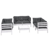 7 Piece Garden Lounge Set with Cushions Solid Pinewood - Side View