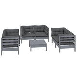 7 Piece Garden Lounge Set with Cushions Solid Pinewood - Side View