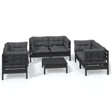 7 Piece Garden Lounge Set with Cushions Solid Pinewood - Front View