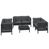 7 Piece Garden Lounge Set with Cushions Solid Pinewood - Side View