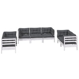 7 Piece Garden Lounge Set with Cushions Solid Pinewood - Side View