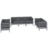 7 Piece Garden Lounge Set with Cushions Solid Pinewood - Side View