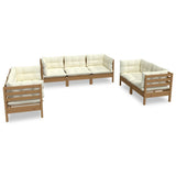 7 Piece Garden Lounge Set with Cushions Solid Pinewood - Front View