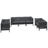 7 Piece Garden Lounge Set with Cushions Solid Pinewood - Side View