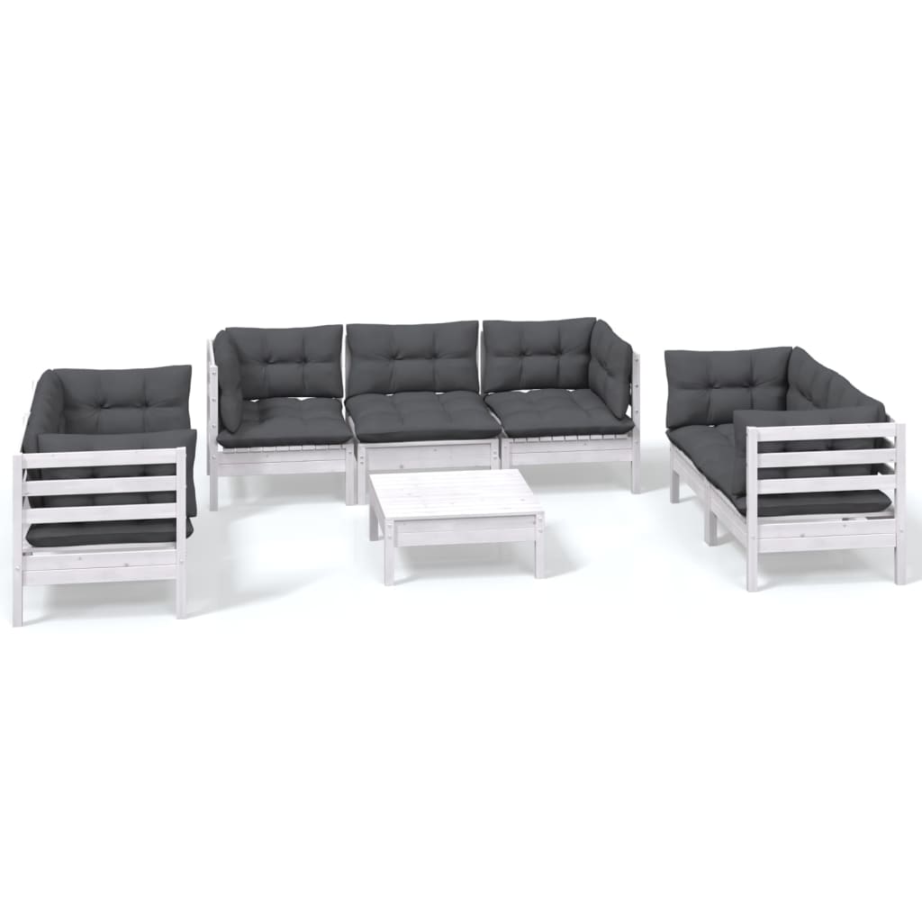 8 Piece Garden Lounge Set with Cushions Solid Pinewood