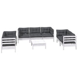 8 Piece Garden Lounge Set with Cushions Solid Pinewood