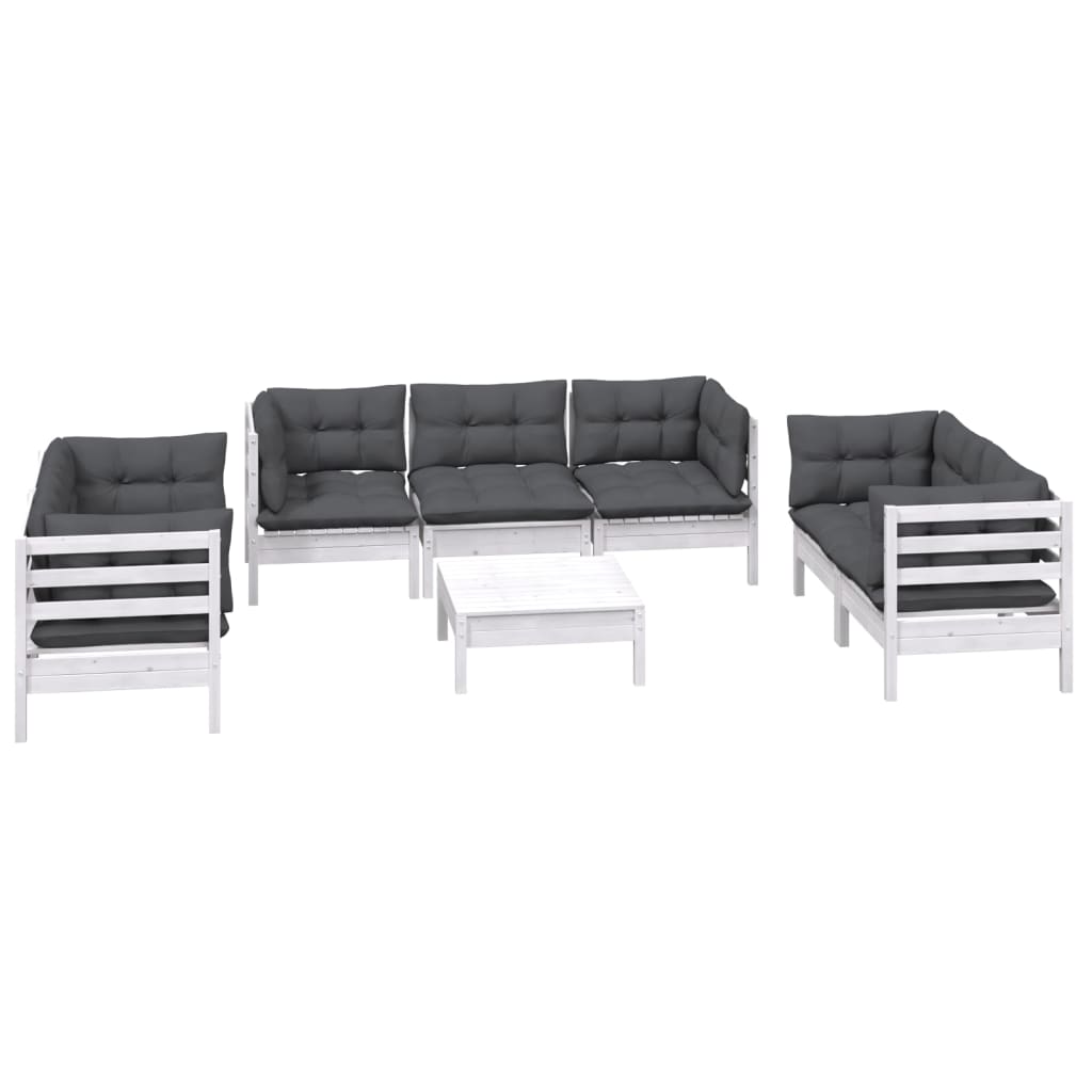 8 Piece Garden Lounge Set with Cushions Solid Pinewood