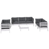8 Piece Garden Lounge Set with Cushions Solid Pinewood - Side View
