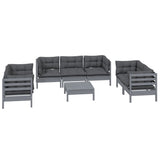 8 Piece Garden Lounge Set with Cushions Solid Pinewood - Side View