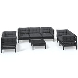 8 Piece Garden Lounge Set with Cushions Solid Pinewood - Front View