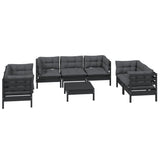 8 Piece Garden Lounge Set with Cushions Solid Pinewood - Side View