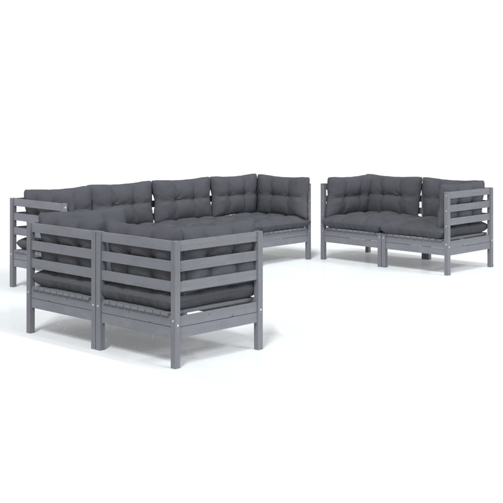8 Piece Garden Lounge Set with Cushions Solid Pinewood