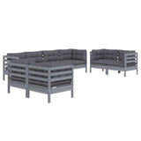 8 Piece Garden Lounge Set with Cushions Solid Pinewood