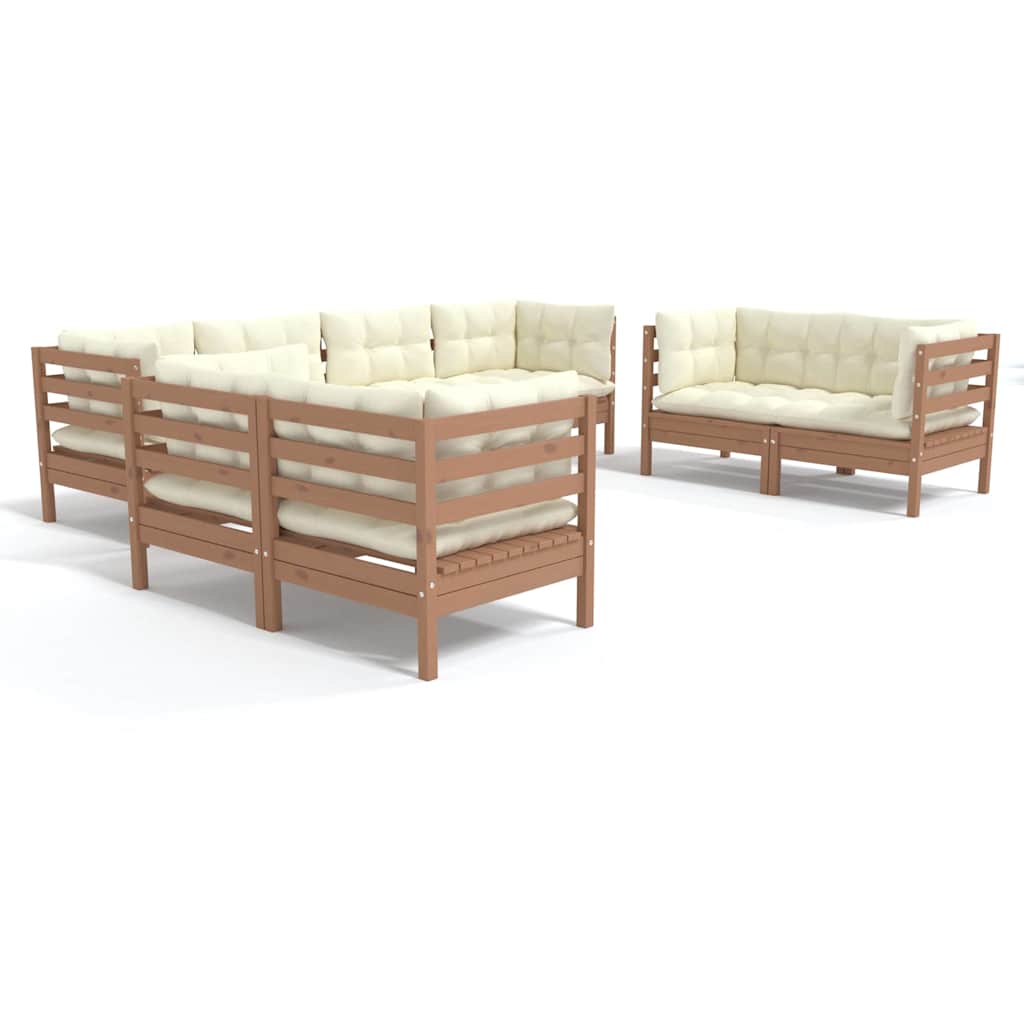8 Piece Garden Lounge Set with Cushions Solid Pinewood