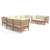 8 Piece Garden Lounge Set with Cushions Solid Pinewood - Front View