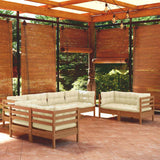 8 Piece Garden Lounge Set with Cushions Solid Pinewood