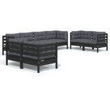8 Piece Garden Lounge Set with Cushions Solid Pinewood - Front View