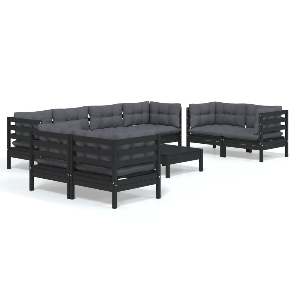 9 Piece Garden Lounge Set with Cushions Solid Pinewood