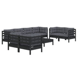 9 Piece Garden Lounge Set with Cushions Solid Pinewood - Side View