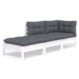 3 Piece Garden Lounge Set with Cushions Solid Wood Pine - Front View