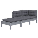 3 Piece Garden Lounge Set with Cushions Solid Wood Pine