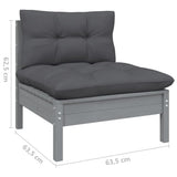 3 Piece Garden Lounge Set with Cushions Solid Wood Pine