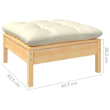 4 Piece Garden Lounge Set with Cream Cushions Solid Pinewood - Low Angle