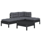 5 Piece Garden Lounge Set with Cushions Black Pinewood - Side View