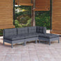 4 Piece Garden Lounge Set with Cushions Grey Pinewood